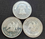 (3) 1 Troy Oz .999 Fine Silver Liberty Silver Round coins