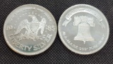 (2) 1 Troy Oz .999 Fine Silver Liberty Silver Round Coins