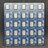 (25) 1 Gram PAMP .999 Fine Platinum Bars