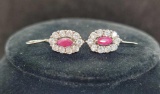 Silver 925 Earrings With Set Ruby Gemstone 2.61g