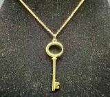925 Gold Tone Golden Key Necklace 2.55g