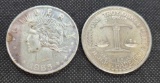 (2) 1985 1 Troy Oz .999 Fine Silver Liberty Face Round Coins