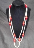 Cultured Pearls and Coral Necklace