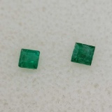 Pair of Square Cut Green Emerald Gemstones 0.31ct