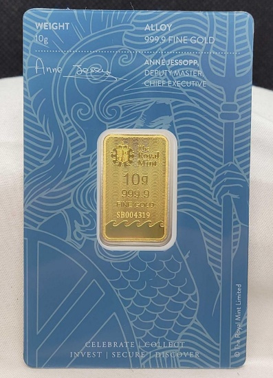 The Royal Mint 10 Gram 999.9 Fine Gold Bar