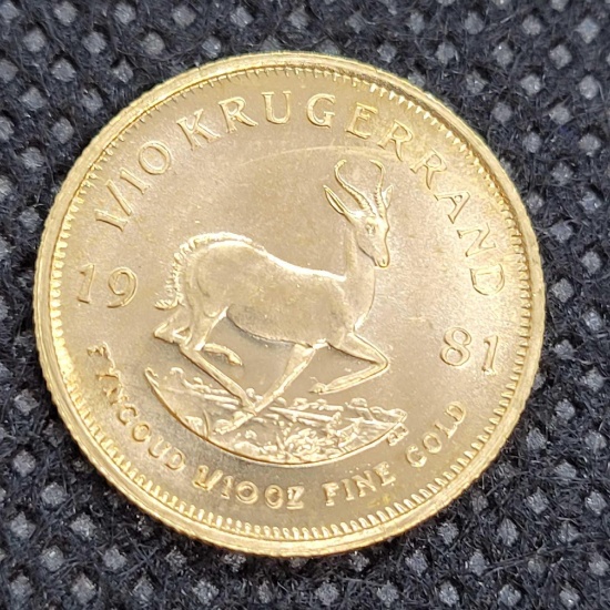 1981 1/10 Oz Krugerrand Gold Coin