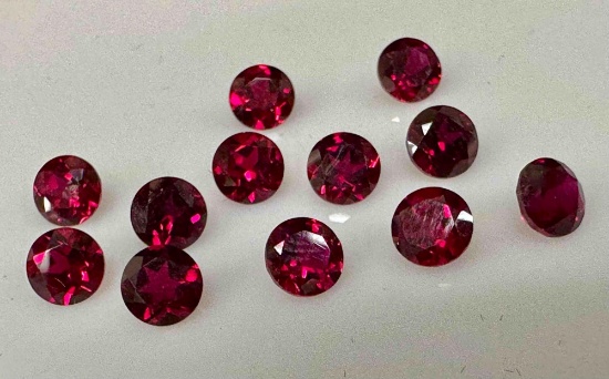 7.75cts total A+ syn Round cut Rubies