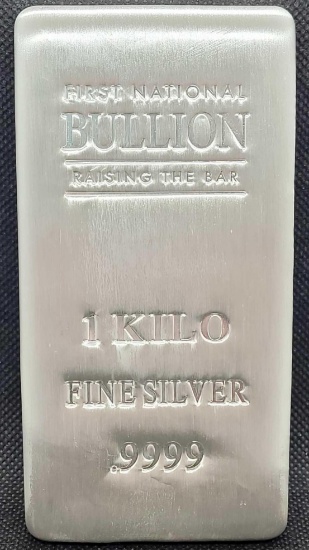 1st National Bullion 1 Kilo .9999 Fine Silver Bar