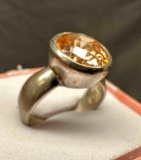 925 Silver and Tourmaline Ring sz7 6.6g total Size 7