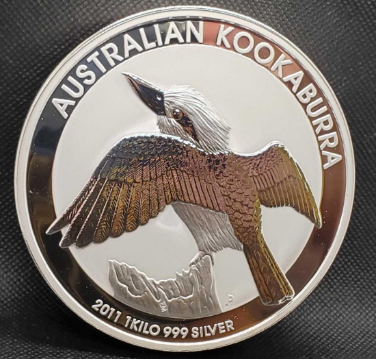 2011 1 Kilo .999 Fine Silver Australian Kookaburra