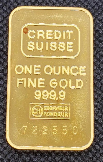Credit Suisse 1 Oz 999.9 Fine Gold Bar