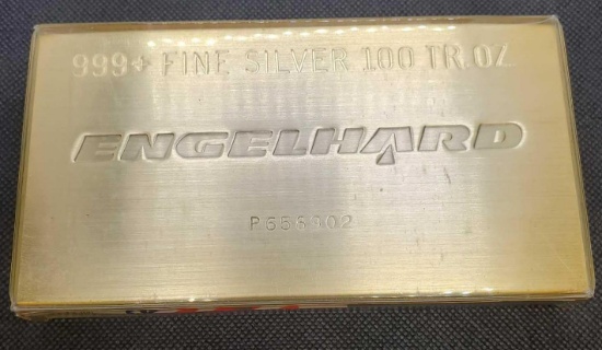 Engelhard 100 Oz .999 Fine Silver Bar In Original Packaging