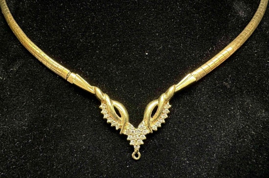 14k Gold Gorgeous Diamond Necklace Italy 21.9g Total