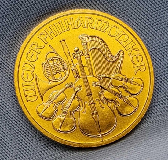 1/4 Oz .9999 Fine Gold Philharmonic Gold Coin
