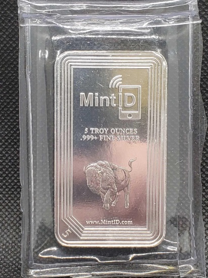Mint Id 5 Troy Ounce .999 fine Silver Bar