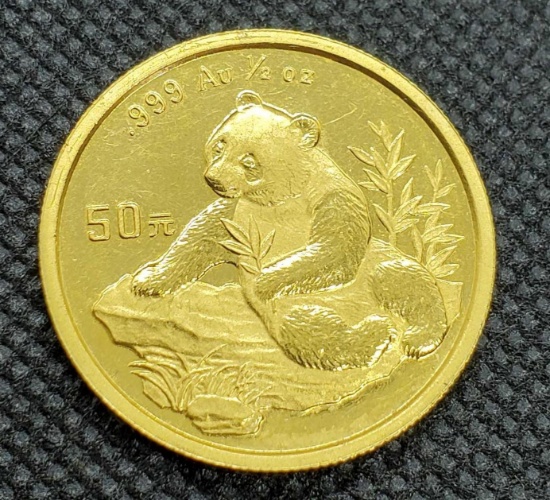 1/2 Oz .999 Fine Gold China Gold Panda Coin