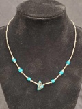 Vintage Silver And Turquoise Necklace 7.0 Grams