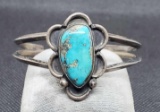 Silver And Turquoise Native American Style Bracelet 18.34 Grams