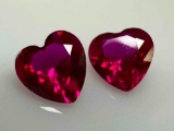 Pair of Heart Cut Ruby Gemstones 1.7ct Total