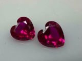 Pair of Heart Cut Ruby Gemstones 1.80ct total