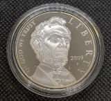 2009 Abraham Lincoln Commemorative Silver Proof Dollar With COA