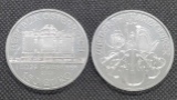 2 Troy Ounces .999 Fine Silver Philharmonic Round Coins