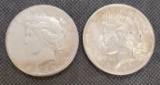 (2) 1922 Peace Dollars 90% Silver Coins