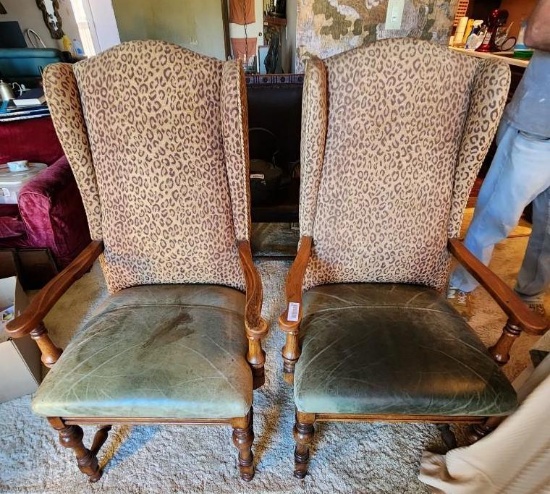2 leopard print chairs