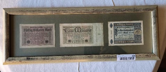Antique German Money Framed