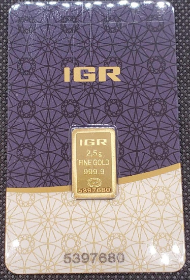 IGR 2.5 Gram 999.9 Fine Gold Bar