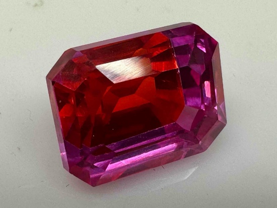 18.5ct Red and Pink Emerald Cut Ruby Gemstone