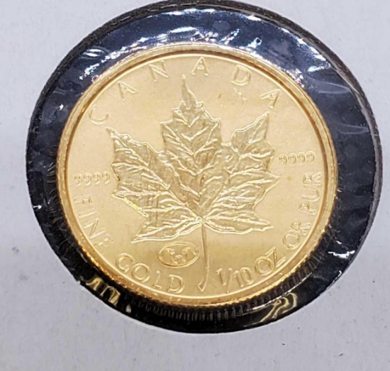 1998 Canadian 1/10 Gold Maple Leaf Fine Gold $5.00 Coin 5.71 Grams