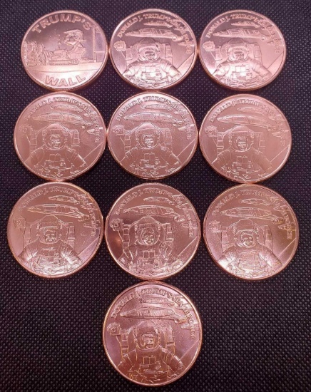 (10) 1 Oz .999 Fine Copper Donald Trump Coins