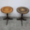 2 Vintage Italian floral design tables with inlaid wood