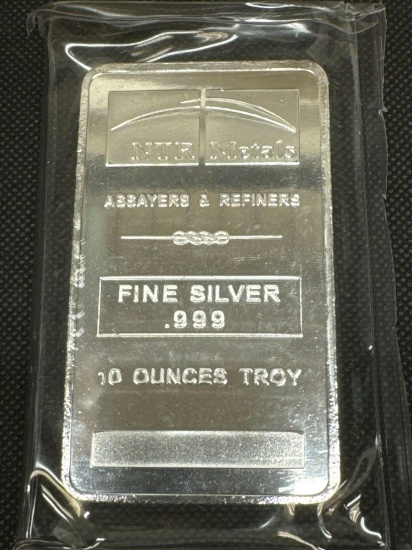 NTR 10 Troy Oz .999 Fine Silver Bullion Bar