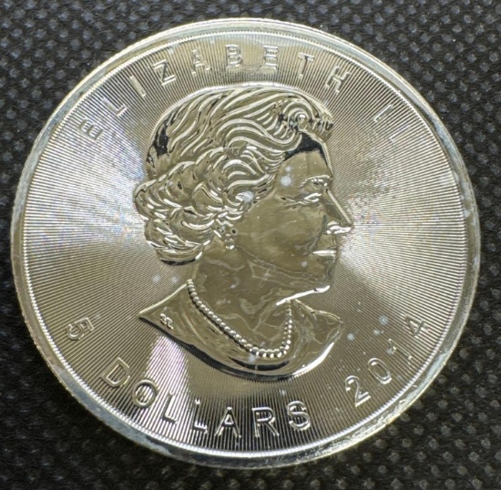 2014 Canadian Maple Leaf Pervy Mark 1 Troy Oz .9999 Fine Silver $5 Bullion Coin