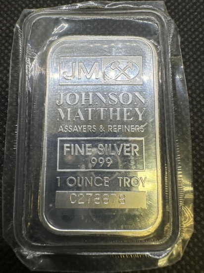 1 Troy Oz .999 Fine Silver JM Bullion Bar