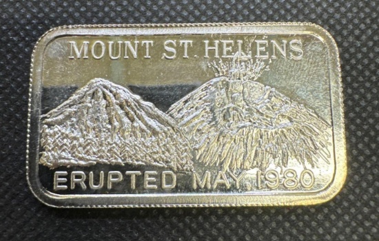 Mount St Helen?s 1 Troy Oz .999 Fine Silver Bullion Bar