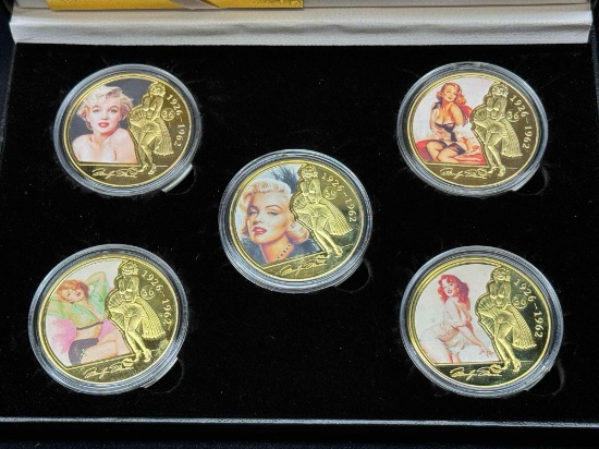 99.9 24k Gold Plated Marilyn Monroe Coins 171g total