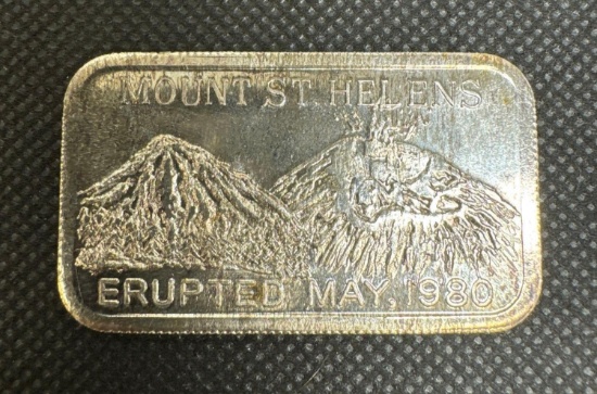Mount St Helen?s 1 Troy Oz .999 Fine Silver Bullion Bar