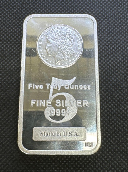5 Troy Oz .999 Fine Silver Morgan Bullion Bar