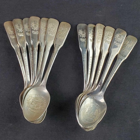 13 Vintage International Bicentennial souvenir silverplate 1788 state spoons