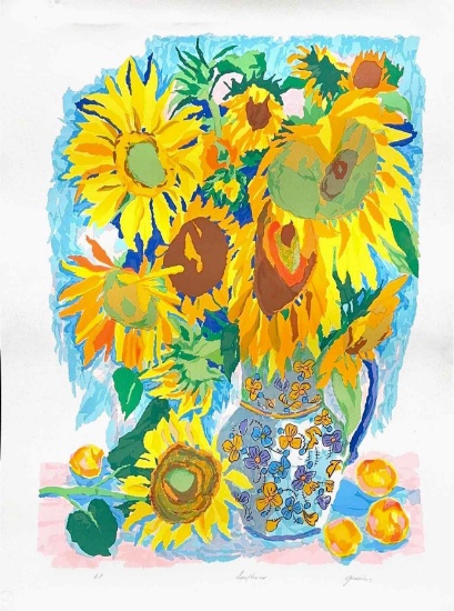 Unframed Art Sunflowers collage Genevieve Taunis Wexler Artist Proof AP
