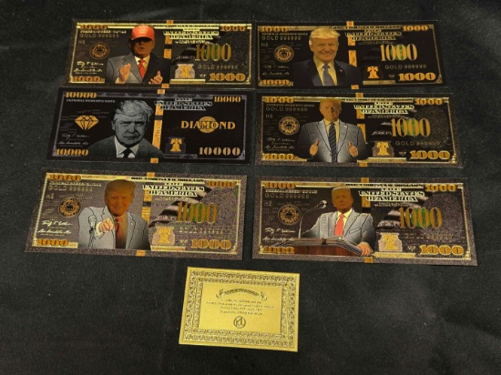 Golden Donald Trump Banknote Bill Set