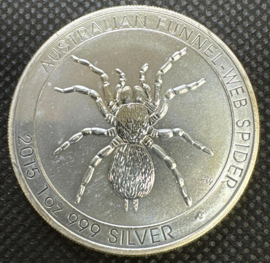 2015 Australian Funnel Web Spider 1 Troy Oz .999 Fine Silver $1 Round Bullion Coin