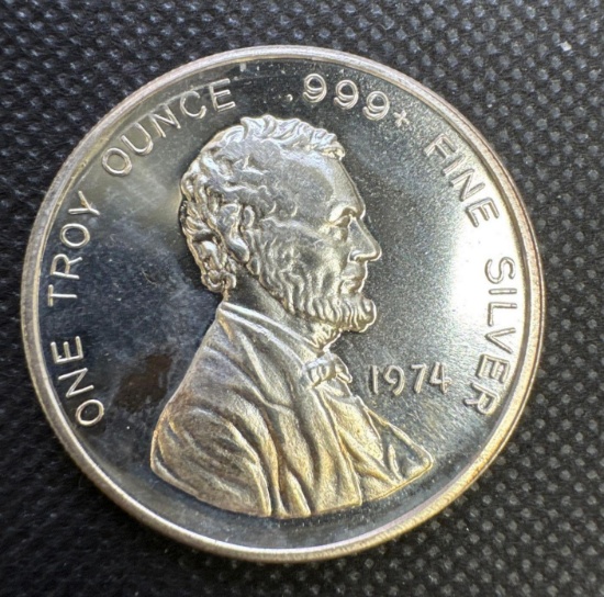 1974 Lincoln 1 Troy Oz .999 Fine Silver Bullion Coin