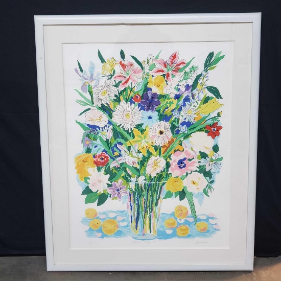 Large Framed artist proof titled Grand Bouquet signed Genevieve - AKA Genevieve Taunis Wexler