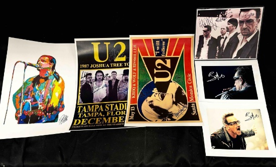 U2 and Bono Autograph Posters and 8 x 10 Photos