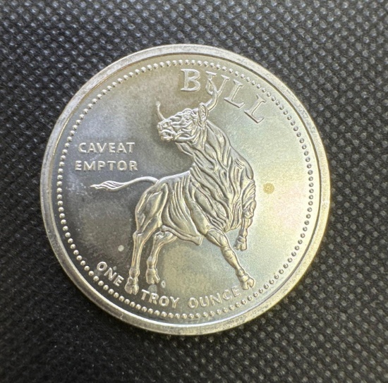 Bull & Bear 1 Troy Oz .999 Fine Silver Bullion Coin