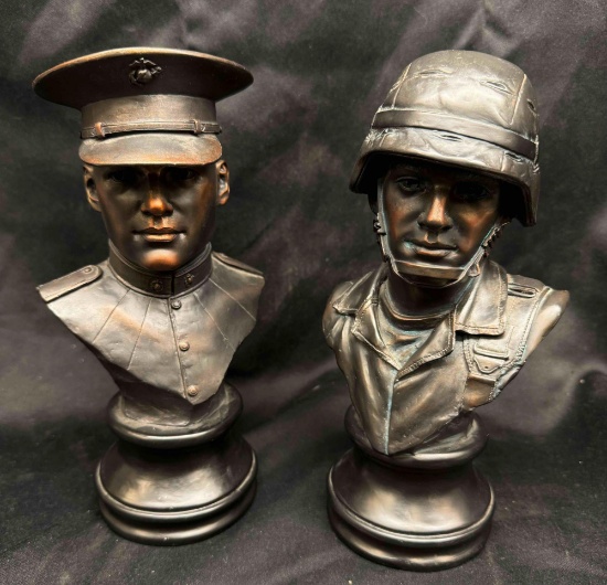 Pair of Vanmark American Heroes Busts The Marine Army Man 1st No.1 Limited Ed